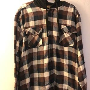 ReVess long sleeve button up flannel with hood size XL